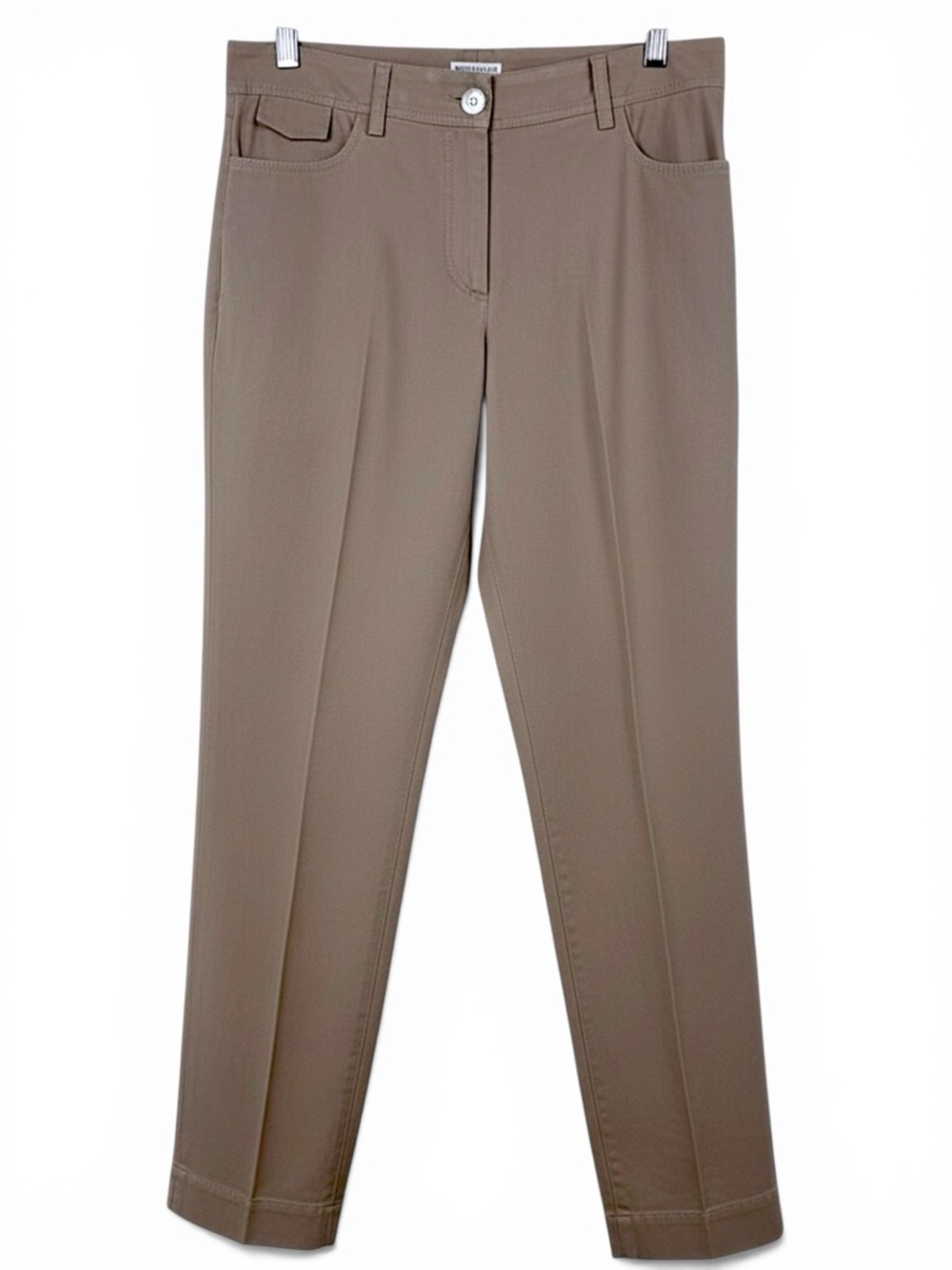 Brunello Cucinelli Taupe Tailored Ankle Trouser Stretch Cotton Straight Leg 6